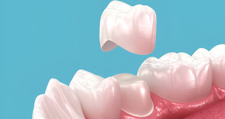 dental crown detached from a shaved tooth